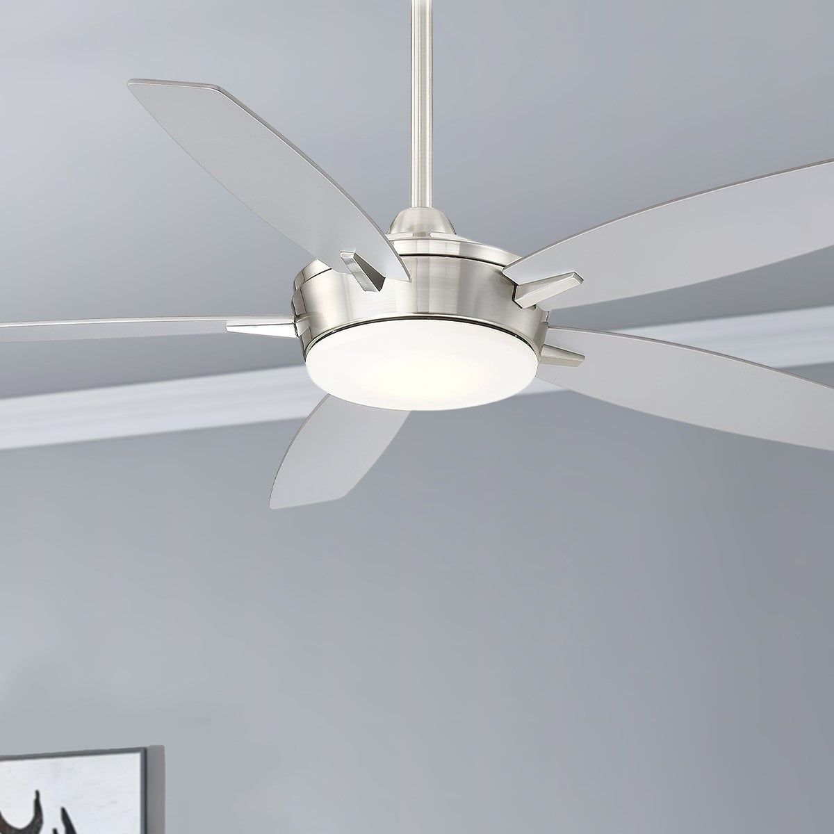 Espace LED 52" Nickel Ceiling Fan with Light and Remote - Bees Lighting