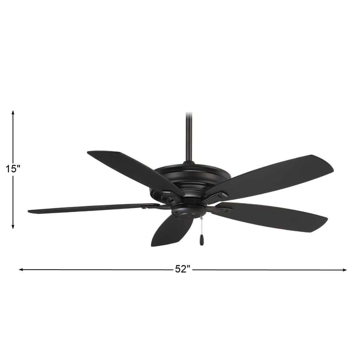 Kafe 52" Black Coal Ceiling Fan with Pull Chain - Bees Lighting
