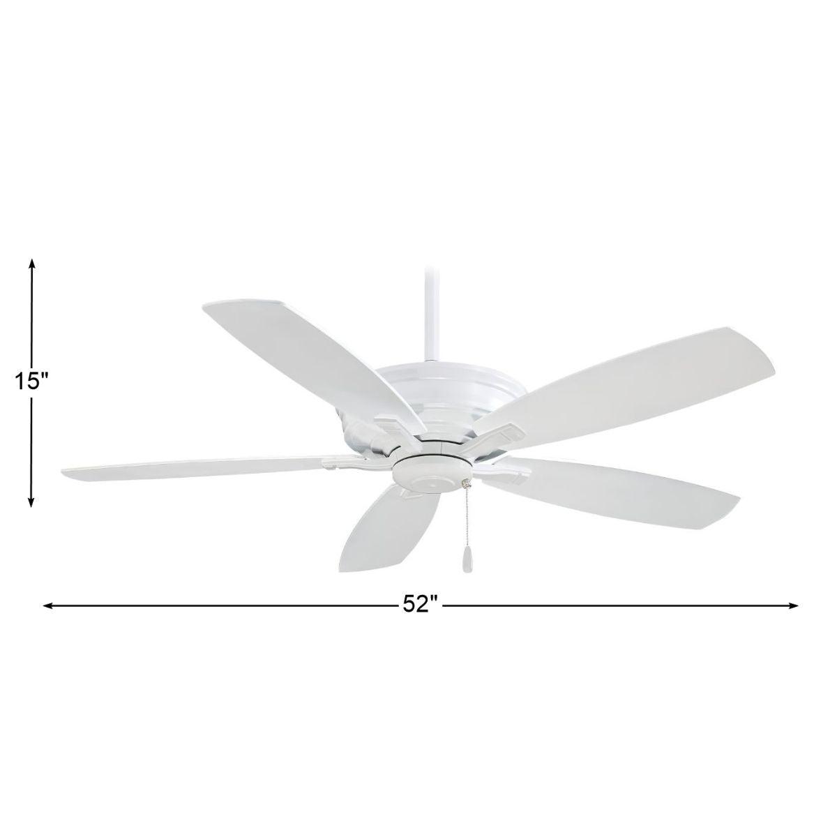 Kafe 52" White Ceiling Fan with Pull Chain - Bees Lighting