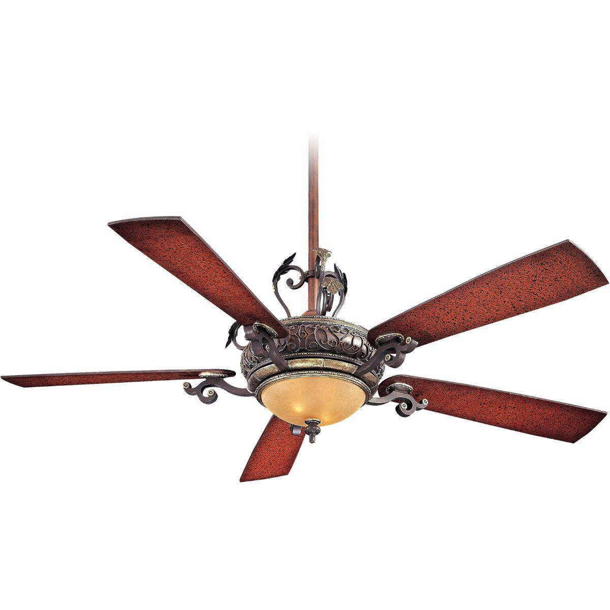 Napoli 56 Inch Ceiling Fan With Light, Sterling Walnut Finish, Wall Control Included