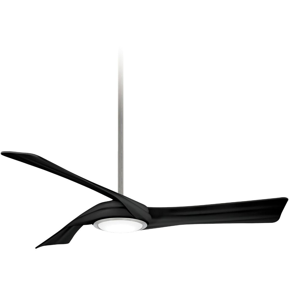 Curl LED 60" Smart Ceiling Fan with Light and Remote, Brushed Nickel with Coal Blades - Bees Lighting