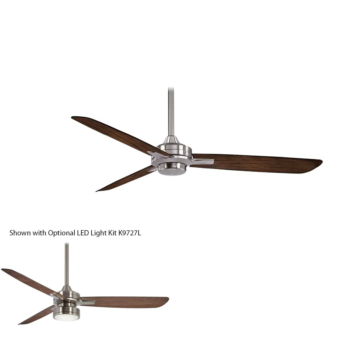 Rudolph 52" Nickel Ceiling Fan with Wall Control, Medium Maple Blades - Bees Lighting
