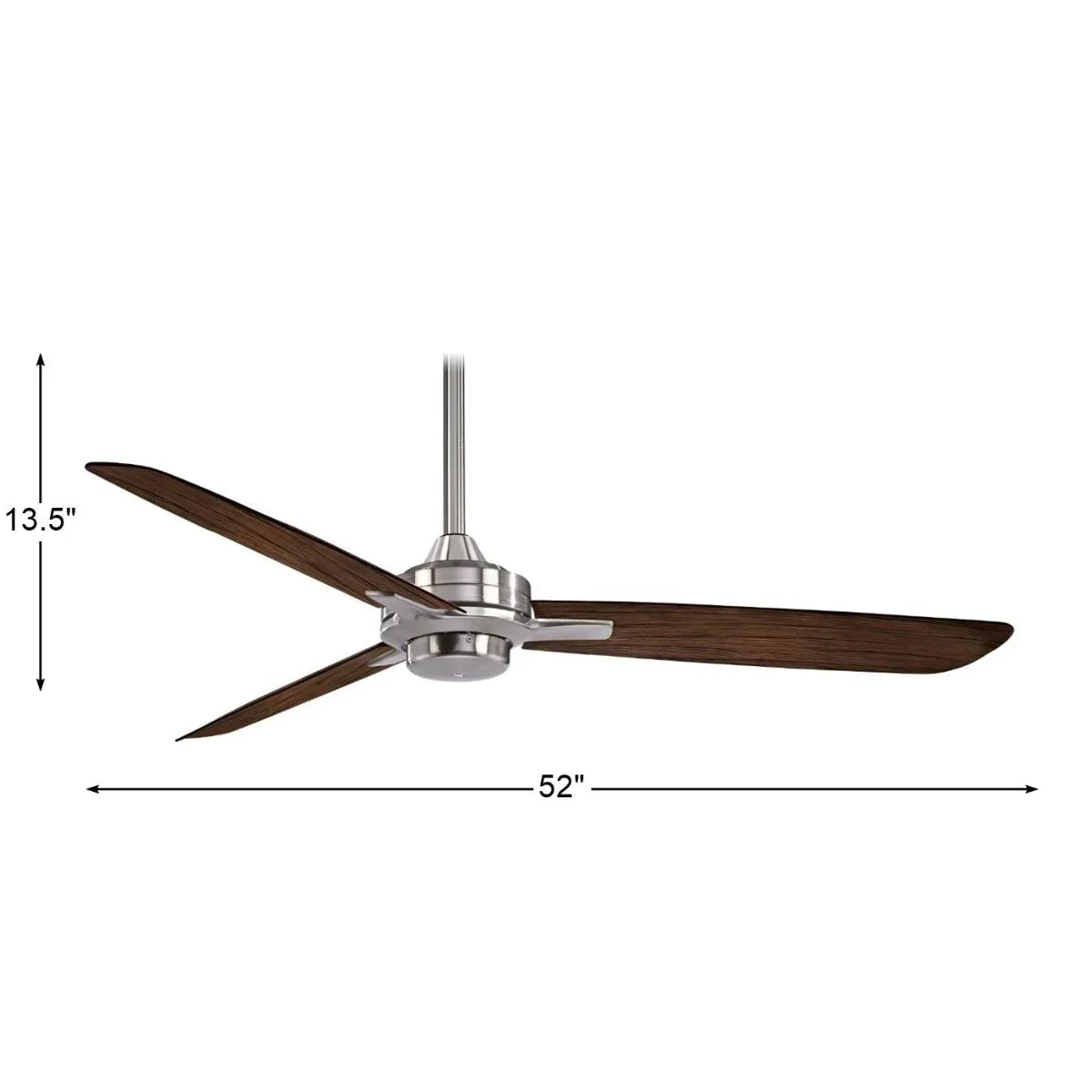 Rudolph 52" Nickel Ceiling Fan with Wall Control, Medium Maple Blades - Bees Lighting