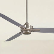 Rudolph 52" Nickel Ceiling Fan with Wall Control, Silver Blades - Bees Lighting
