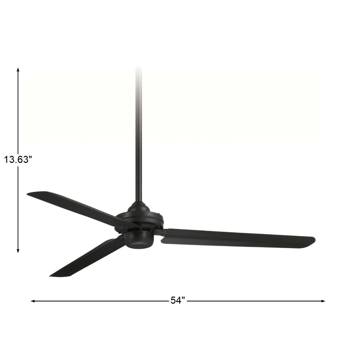 Steal 54" 3-Blade Black Coal Ceiling Fan with Wall Control - Bees Lighting