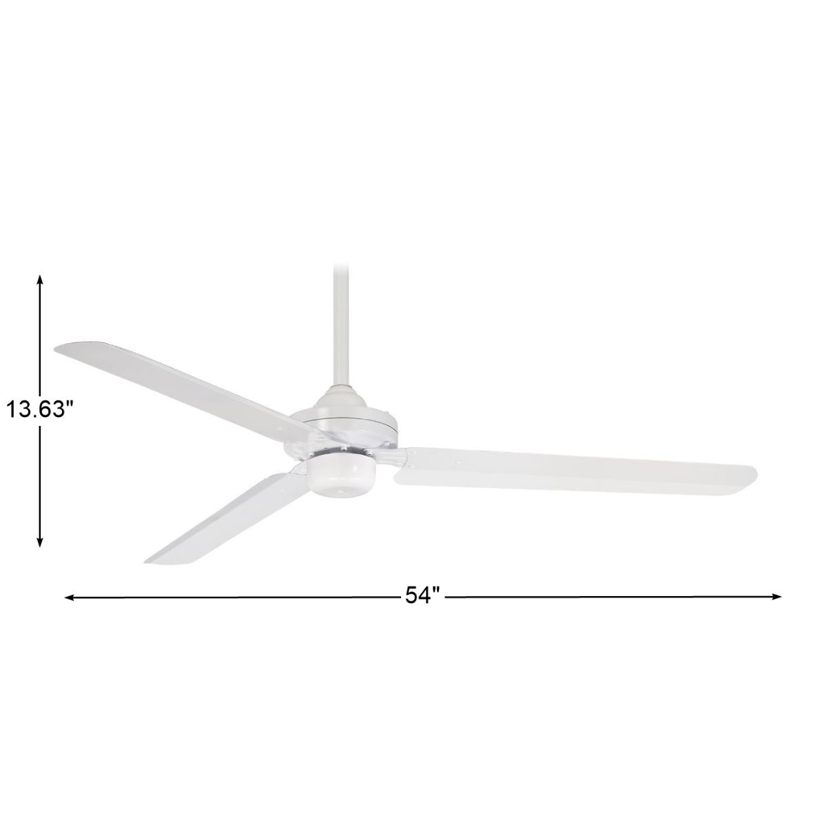 Steal 54" 3-Blade Flat White Ceiling Fan with Wall Control - Bees Lighting