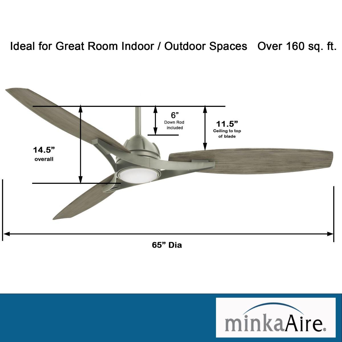 Molino 65" LED Smart Ceiling Fan with Remote, Burnished Nickel with Seashore Grey Blades - Bees Lighting