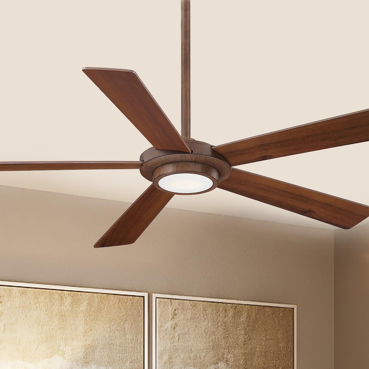 Sabot LED 52" Distressed Koa Ceiling Fan with Remote - Bees Lighting