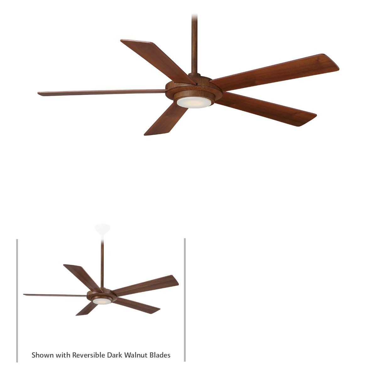 Sabot LED 52" Distressed Koa Ceiling Fan with Remote - Bees Lighting