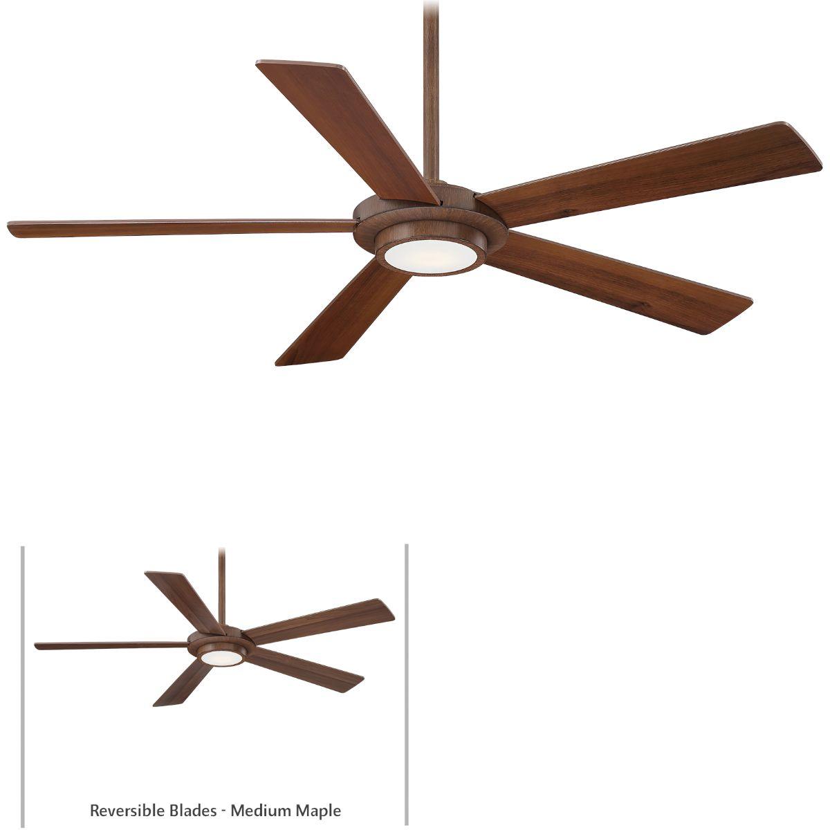 Sabot LED 52" Distressed Koa Ceiling Fan with Remote - Bees Lighting