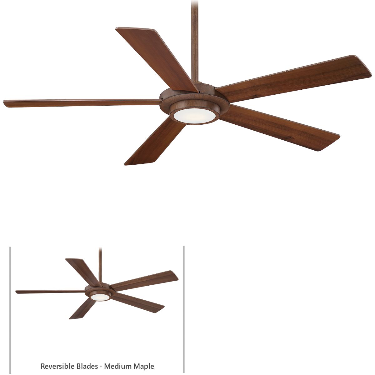 Sabot LED 52" Distressed Koa Ceiling Fan with Remote - Bees Lighting