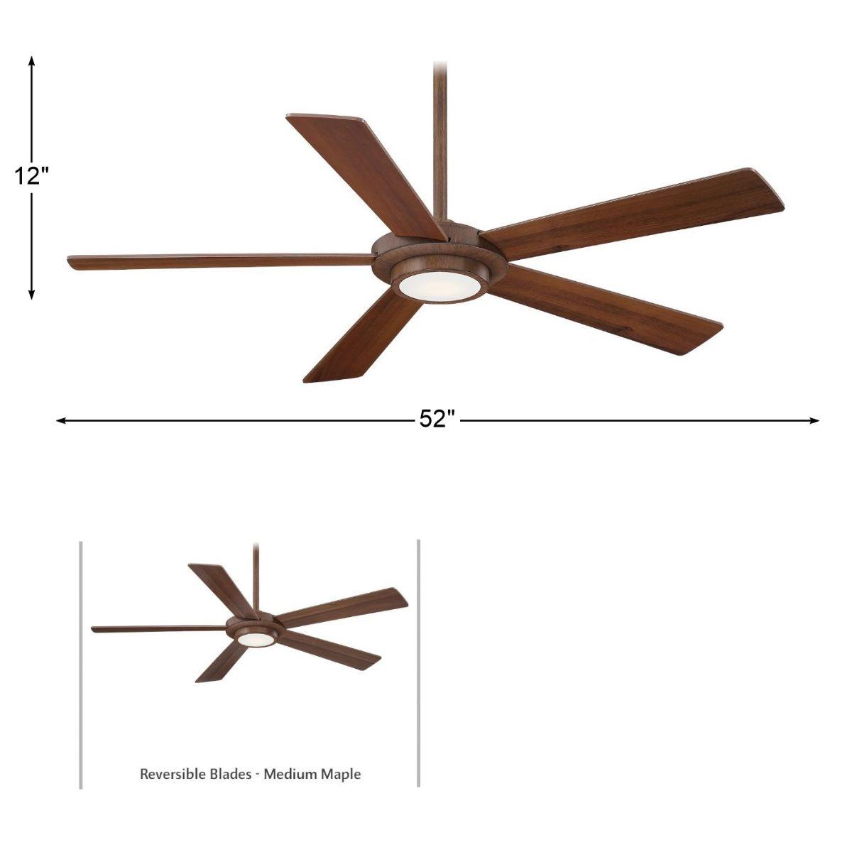Sabot LED 52" Distressed Koa Ceiling Fan with Remote - Bees Lighting
