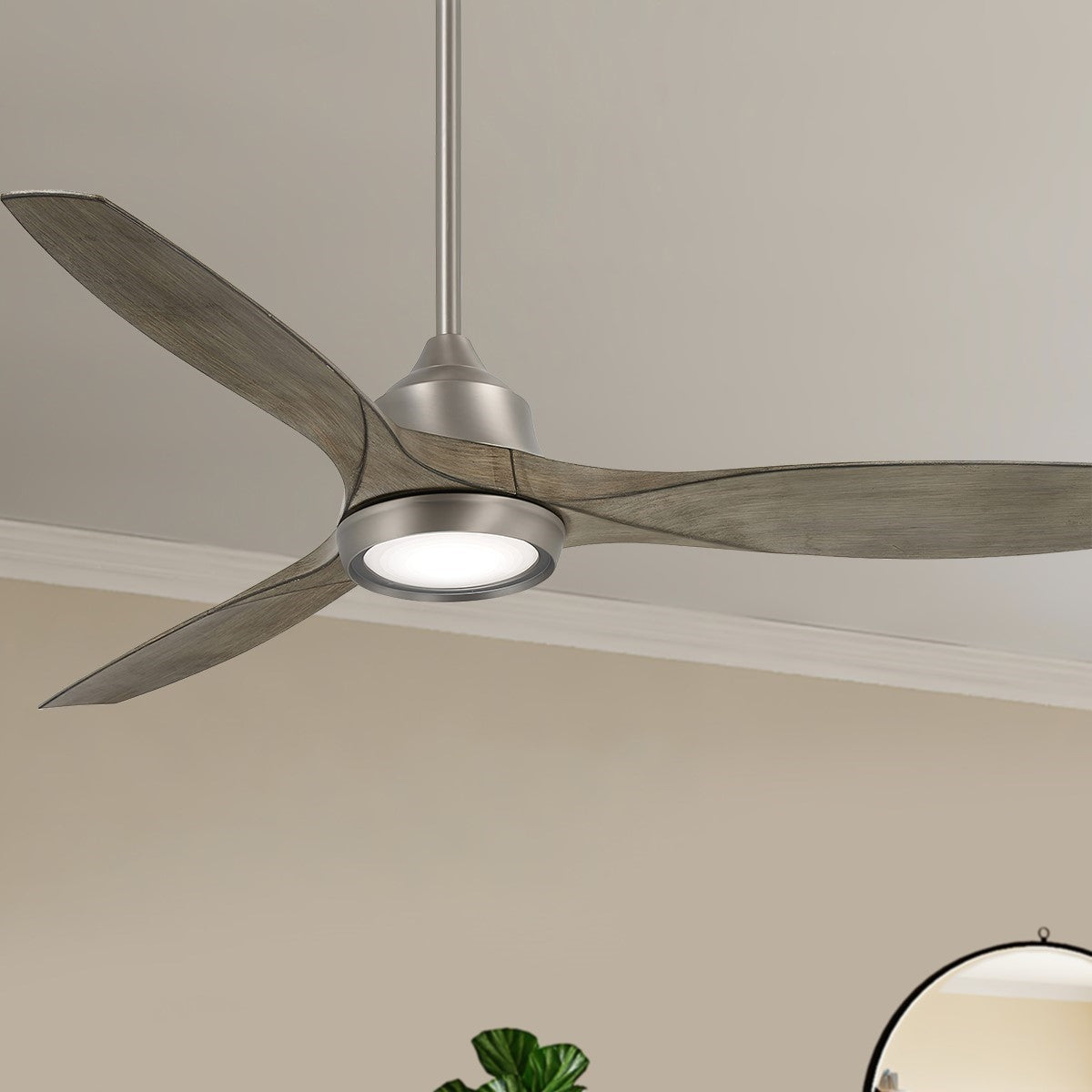 Skyhawk LED 60" Burnished Nickel Modern Ceiling Fan with Remote - Bees Lighting