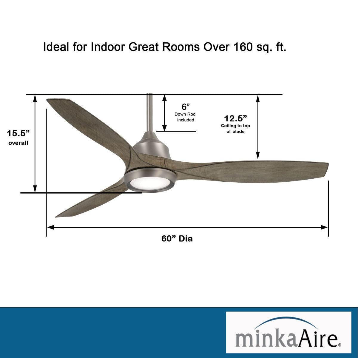 Skyhawk LED 60" Burnished Nickel Modern Ceiling Fan with Remote - Bees Lighting