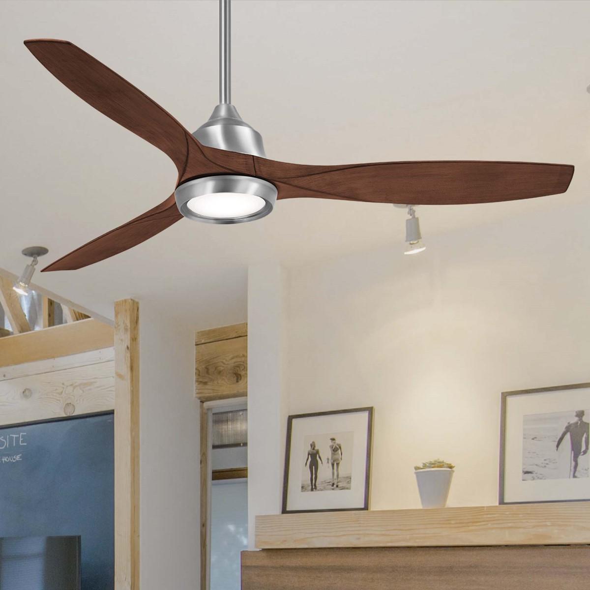 Skyhawk LED 60" Brushed Nickel Modern Ceiling Fan with Remote - Bees Lighting