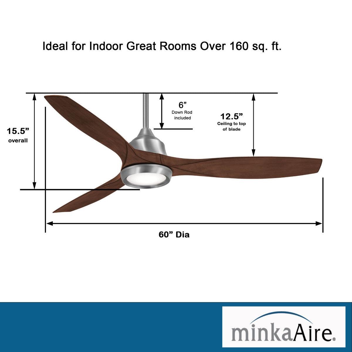 Skyhawk LED 60" Brushed Nickel Modern Ceiling Fan with Remote - Bees Lighting