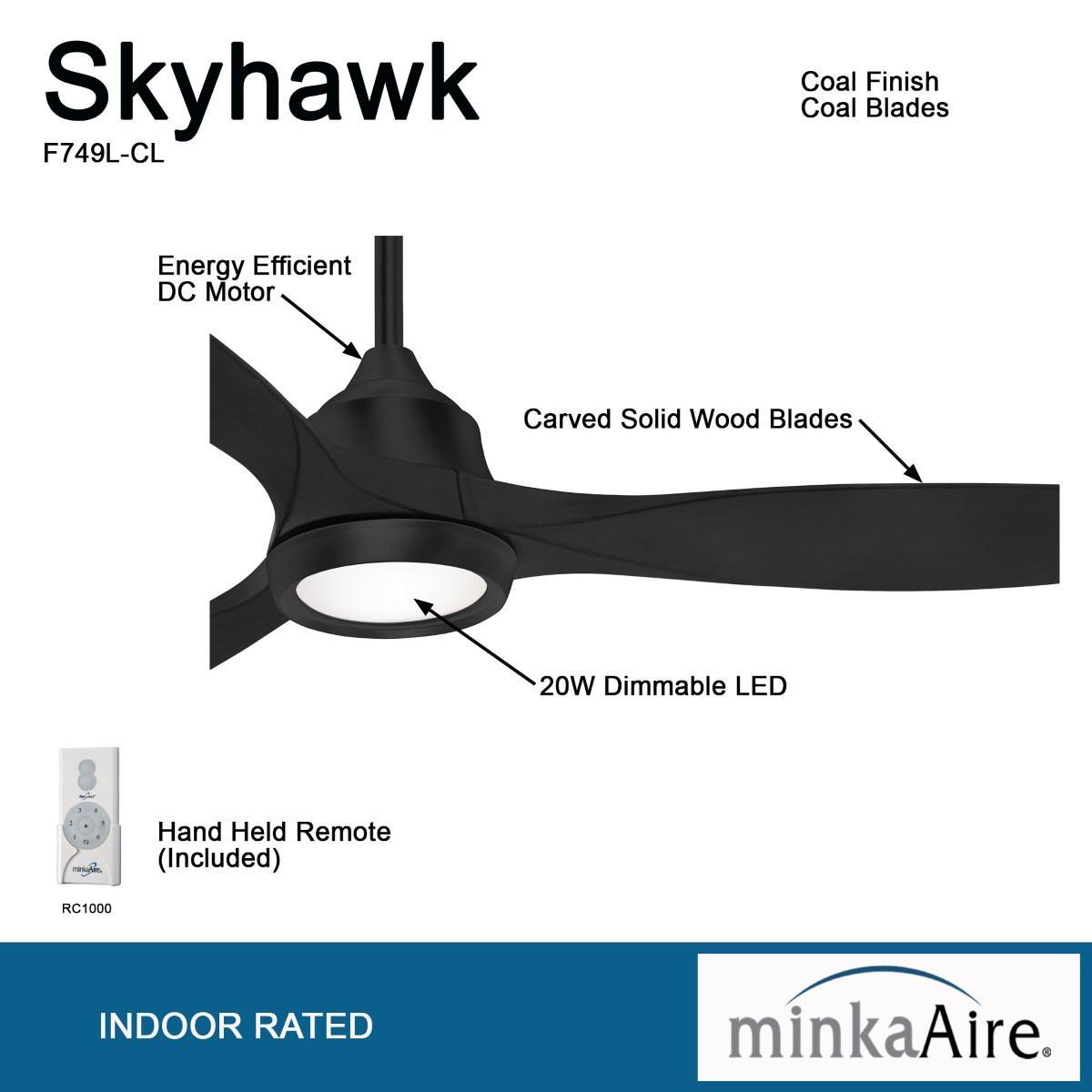 Skyhawk LED 60" Coal Modern Ceiling Fan with Remote - Bees Lighting