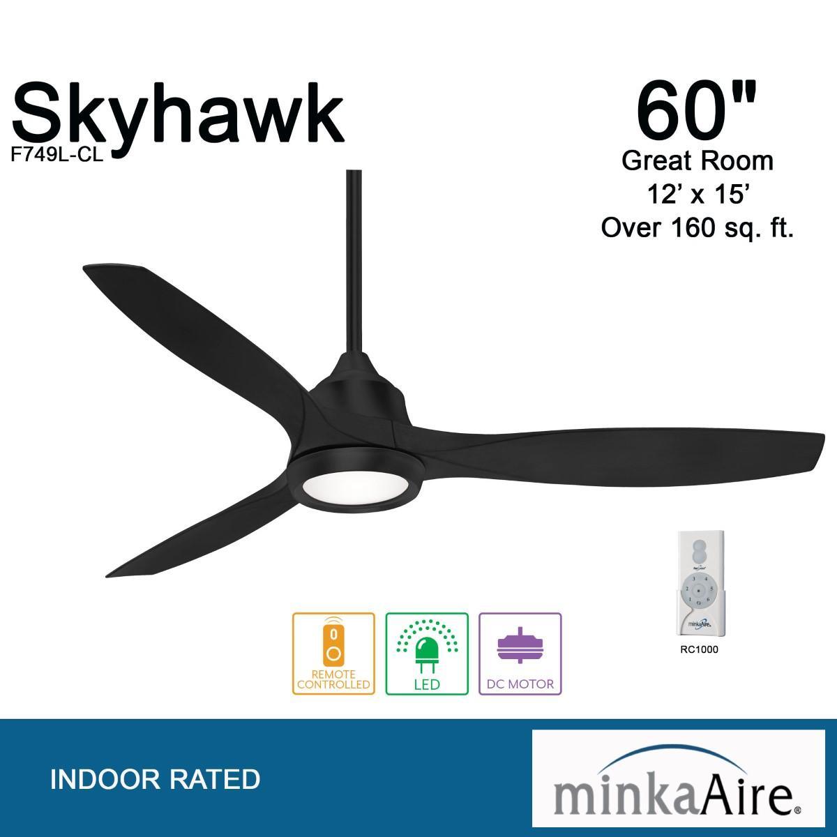 Skyhawk LED 60" Coal Modern Ceiling Fan with Remote - Bees Lighting