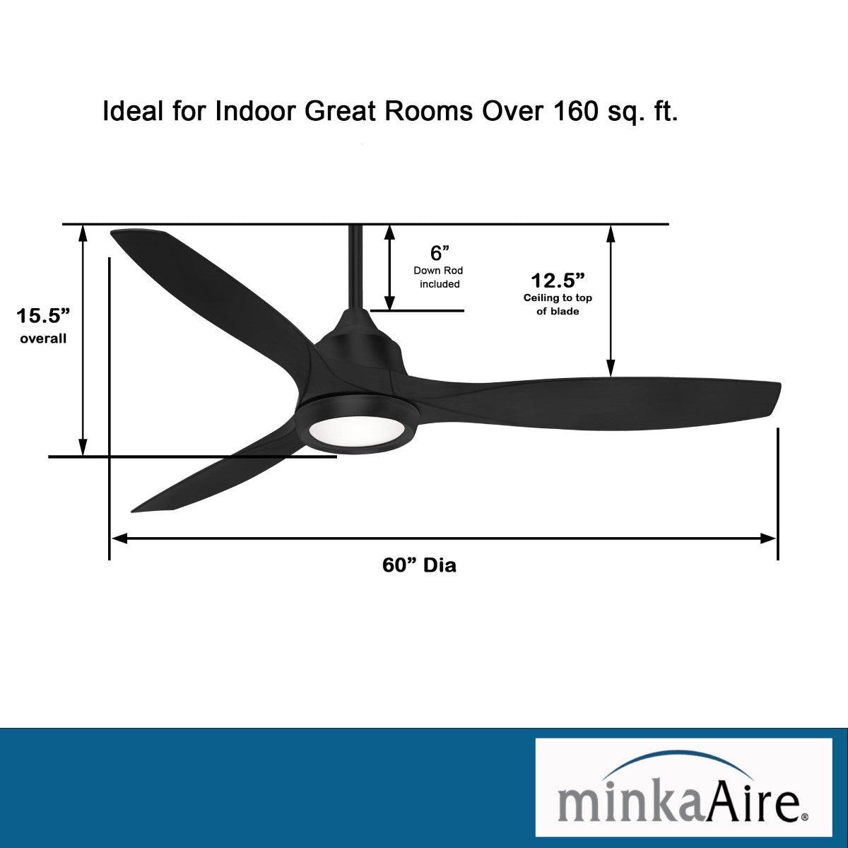 Skyhawk LED 60" Coal Modern Ceiling Fan with Remote - Bees Lighting