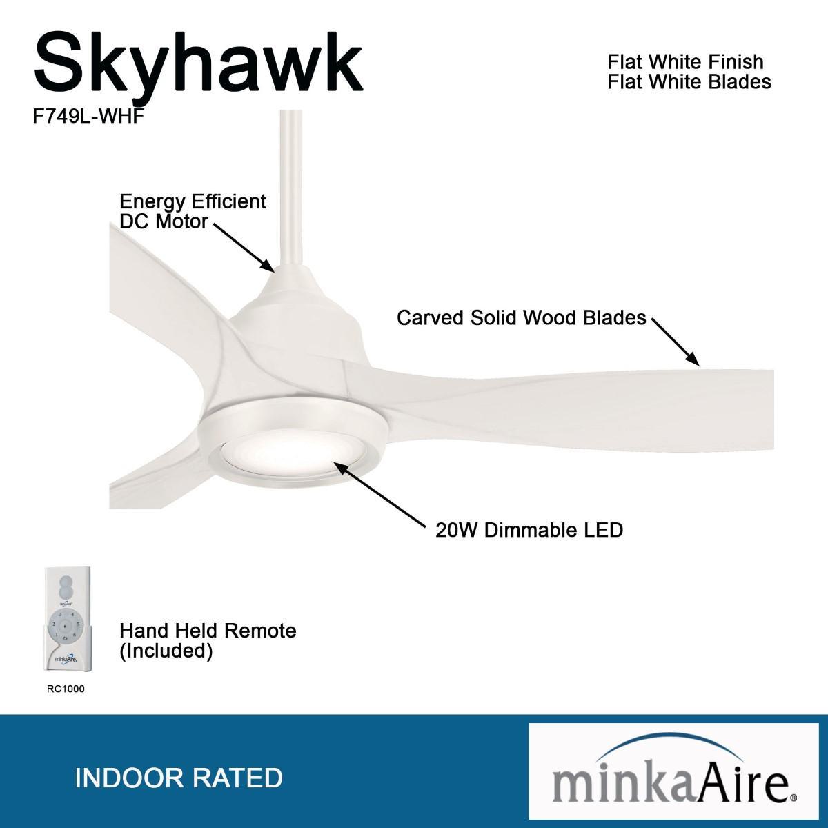 Skyhawk LED 60" White Modern Ceiling Fan with Remote - Bees Lighting