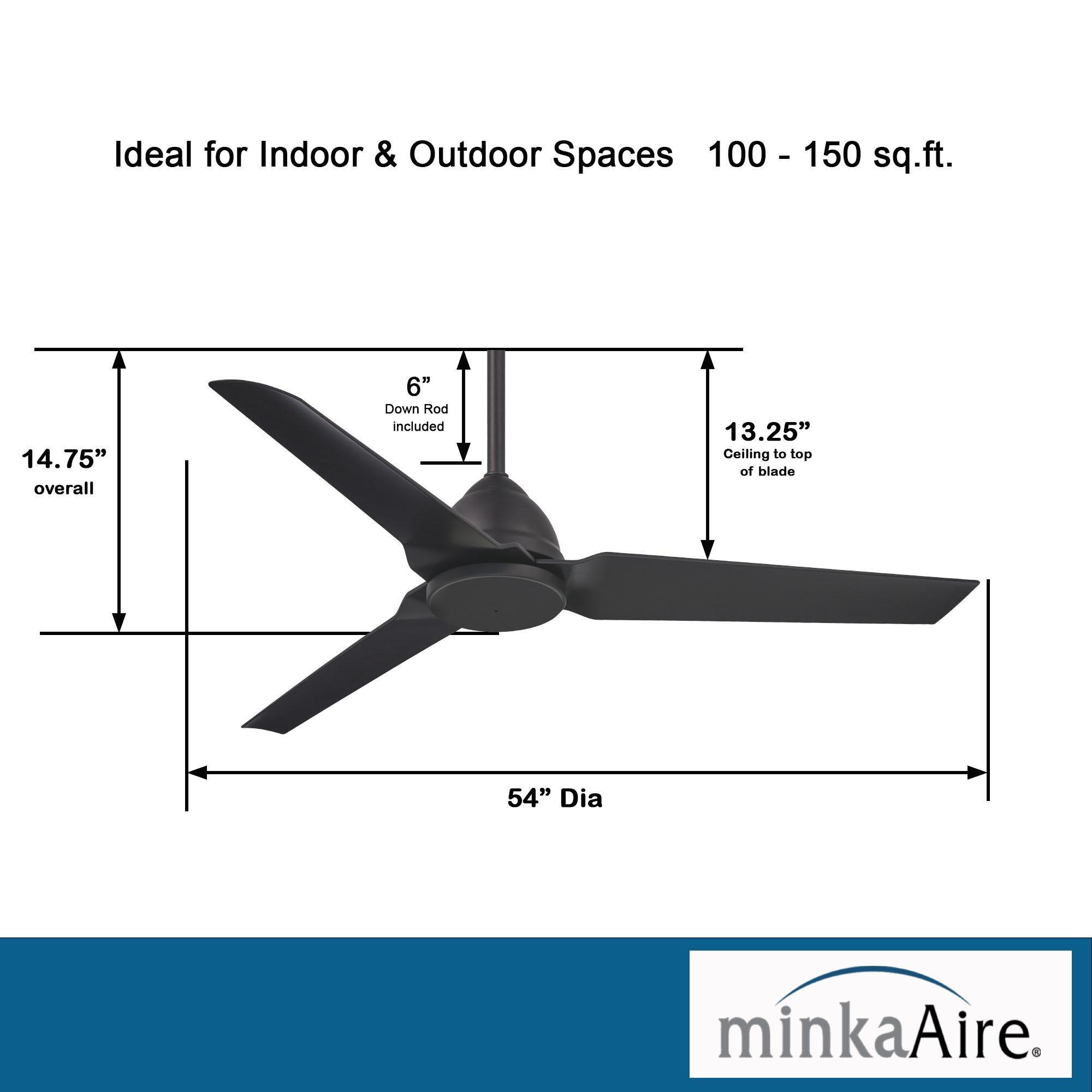 Java 54 Inch Propeller Outdoor Ceiling Fan With Remote, Coal Finish - Bees Lighting