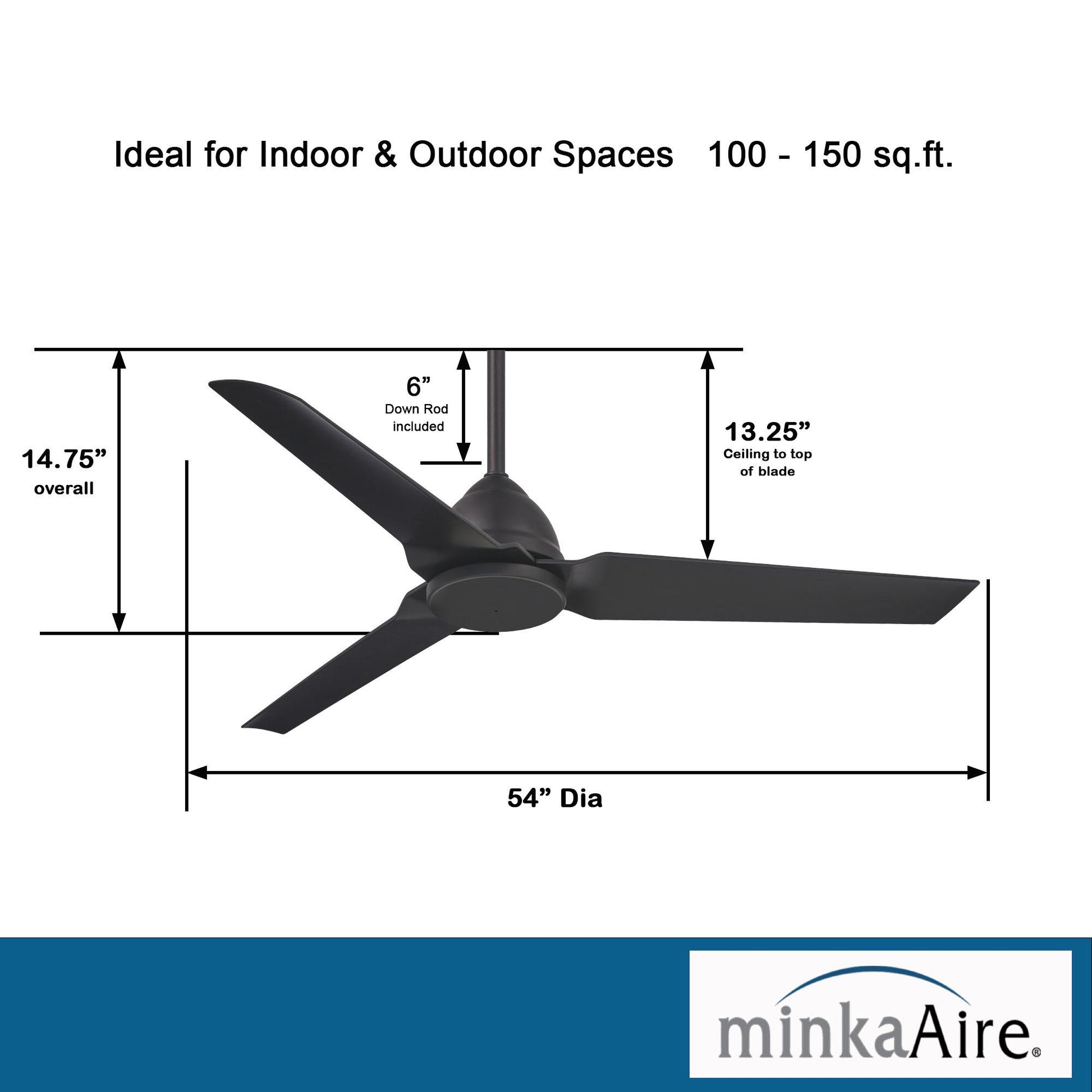 Java 54" Black Coal Wet Rated Ceiling Fan with Remote - Bees Lighting