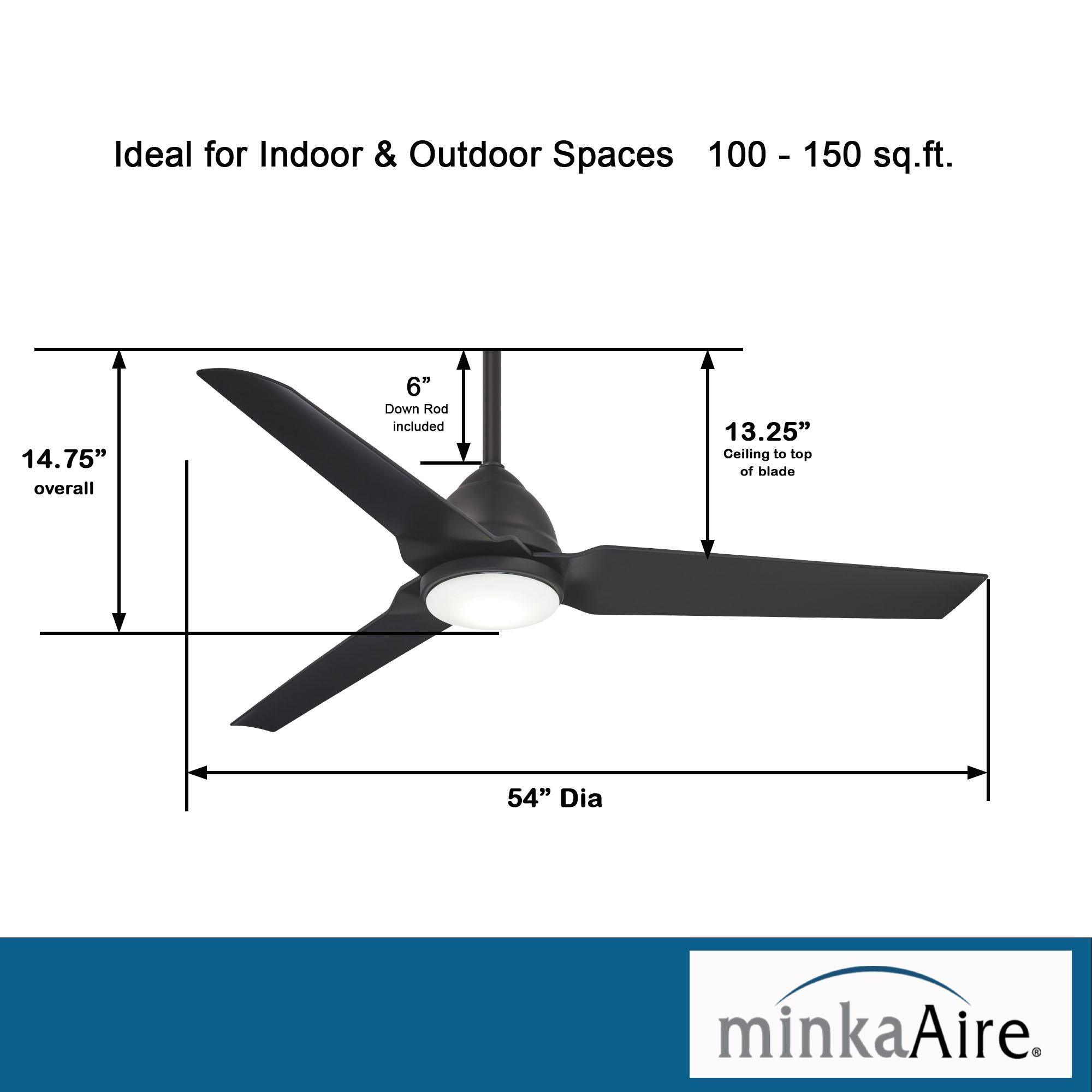 Java LED 54" Coal Wet Rated Ceiling Fan with Light and Remote - Bees Lighting