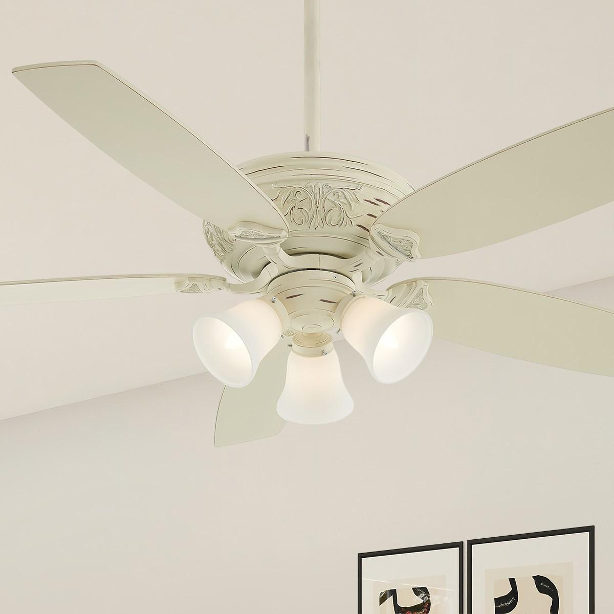 Classica 54 Inch Ceiling Fan With Light And Remote, Provencal Blanc Finish