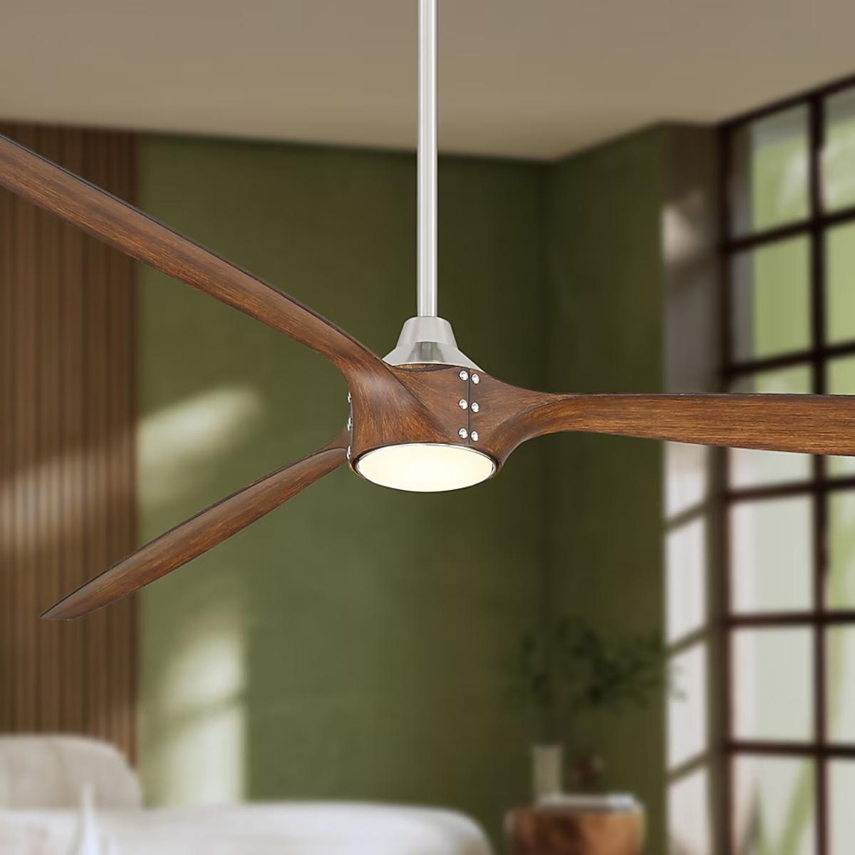 Pierce 84" Nickel Large LED Smart Ceiling Fan - Bees Lighting