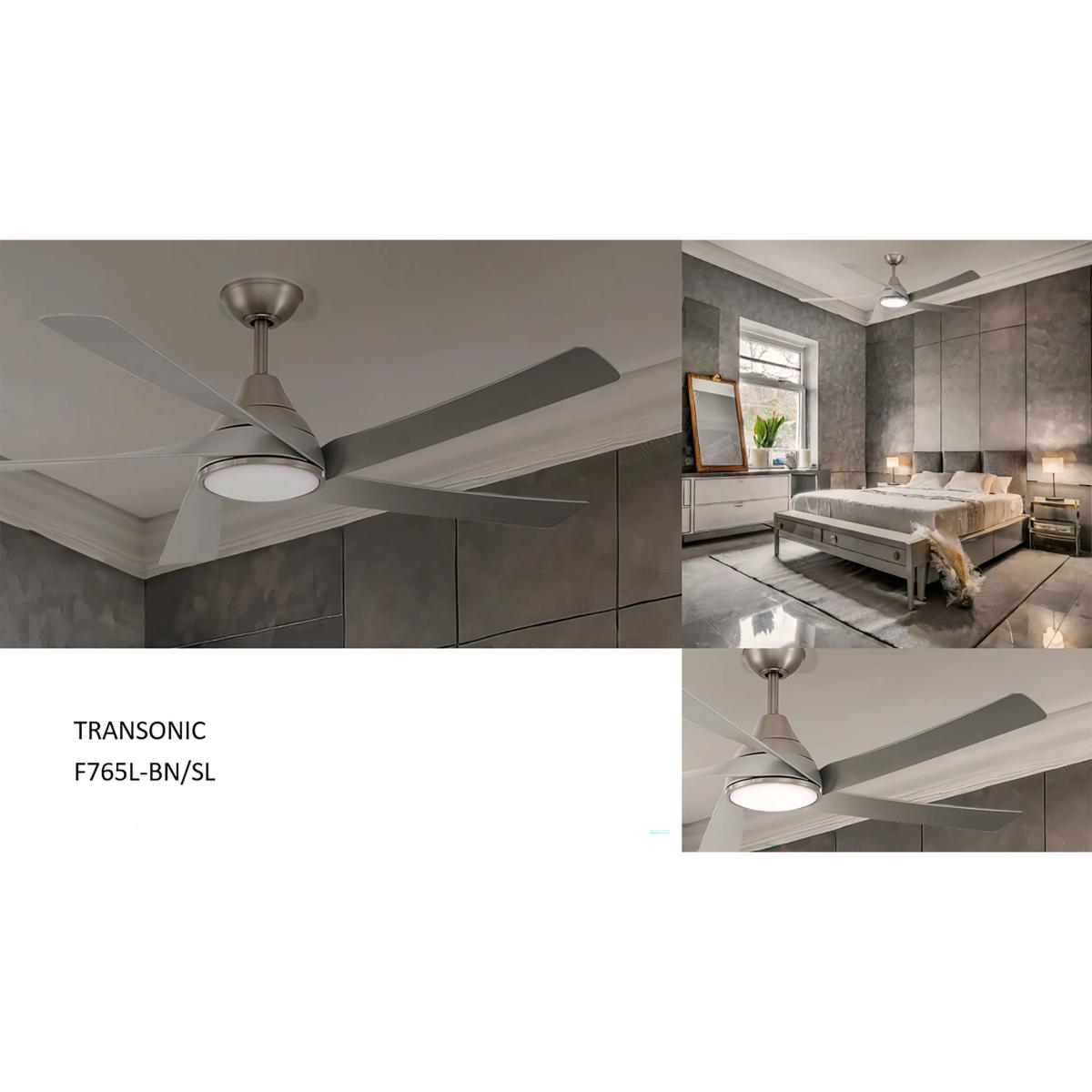 Transonic 56" LED Ceiling Fan with Remote, Brushed Nickel - Bees Lighting