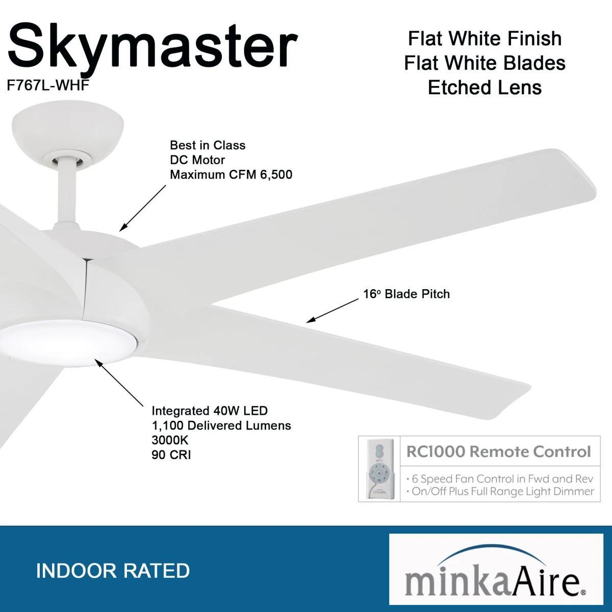 Skymaster LED 64" White Indoor Ceiling Fan with Remote - Bees Lighting