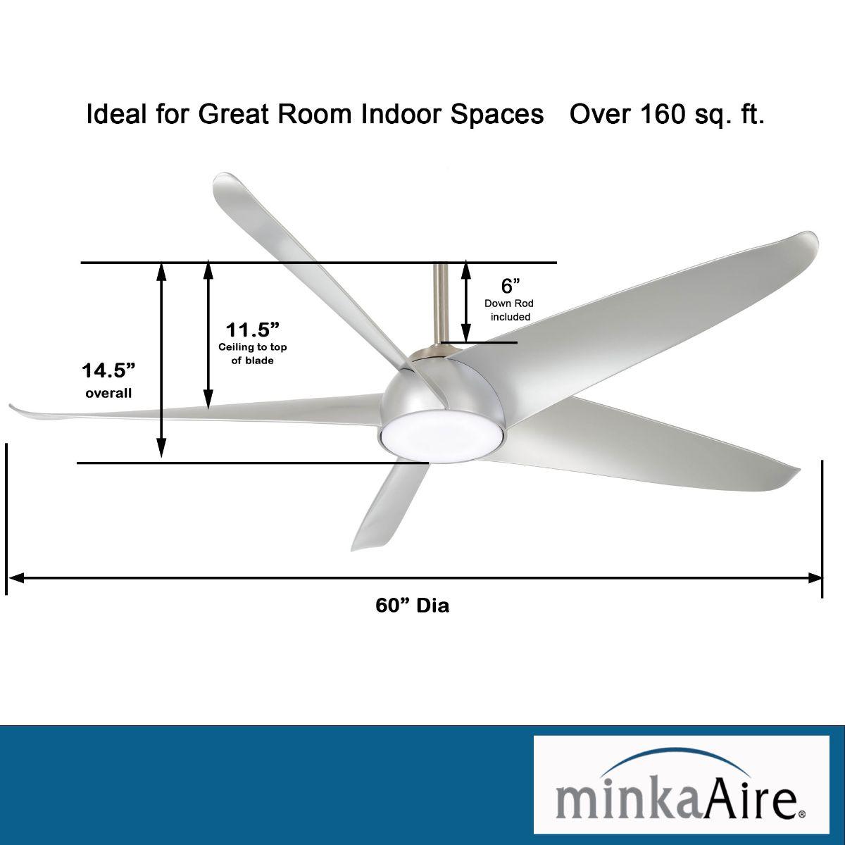 Ellipse LED 60" Silver Smart Ceiling Fan with Light and Remote - Bees Lighting