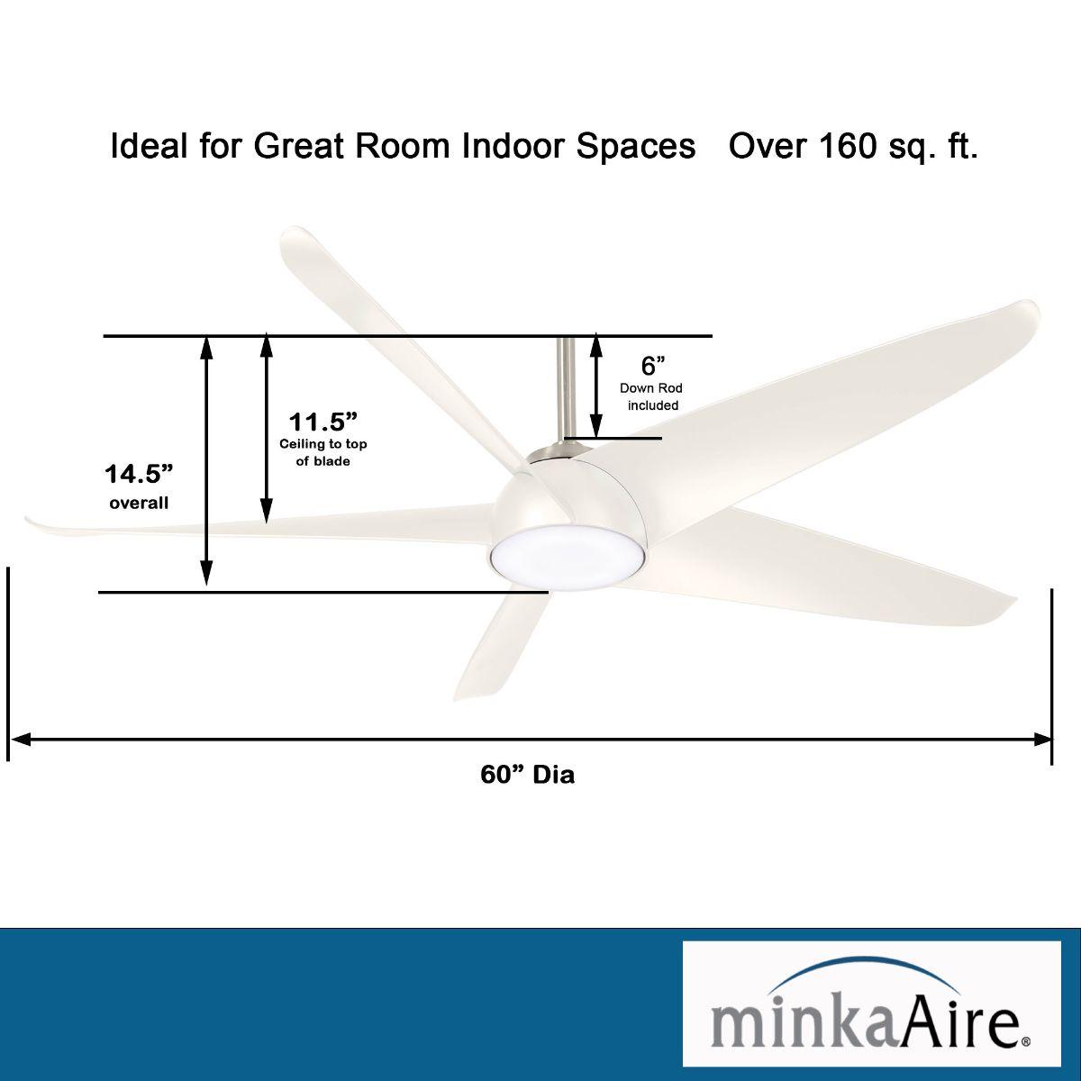 Ellipse LED 60" White Smart Ceiling Fan with Light and Remote - Bees Lighting