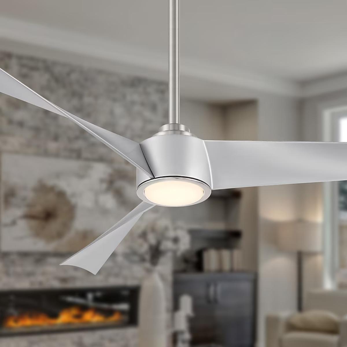 Pike 56" Nickel Indoor Ceiling Fan with Light - Bees Lighting