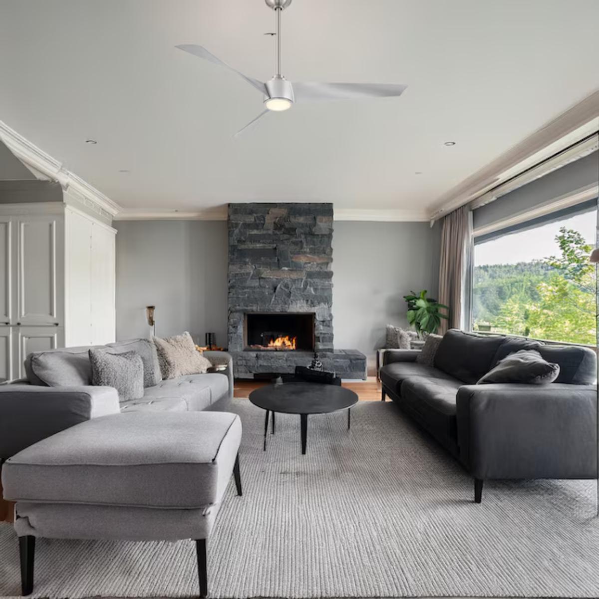 Pike 56" Nickel Indoor Ceiling Fan with Light - Bees Lighting