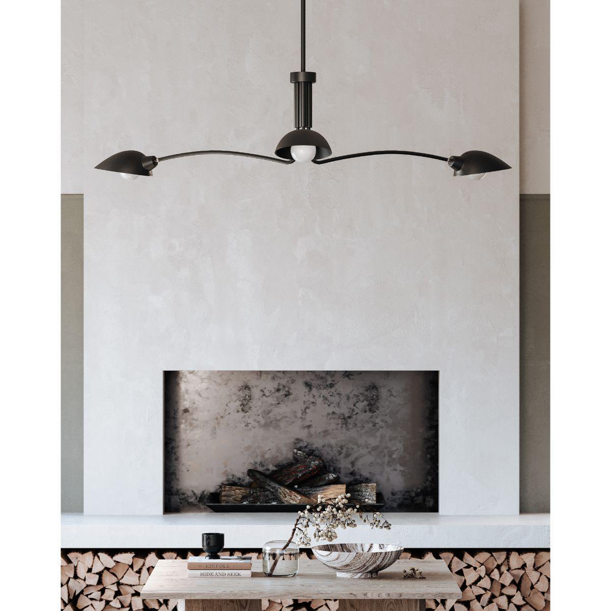 LEO 69 in. 3 lights Pendant Light Satin Black Finish - Bees Lighting