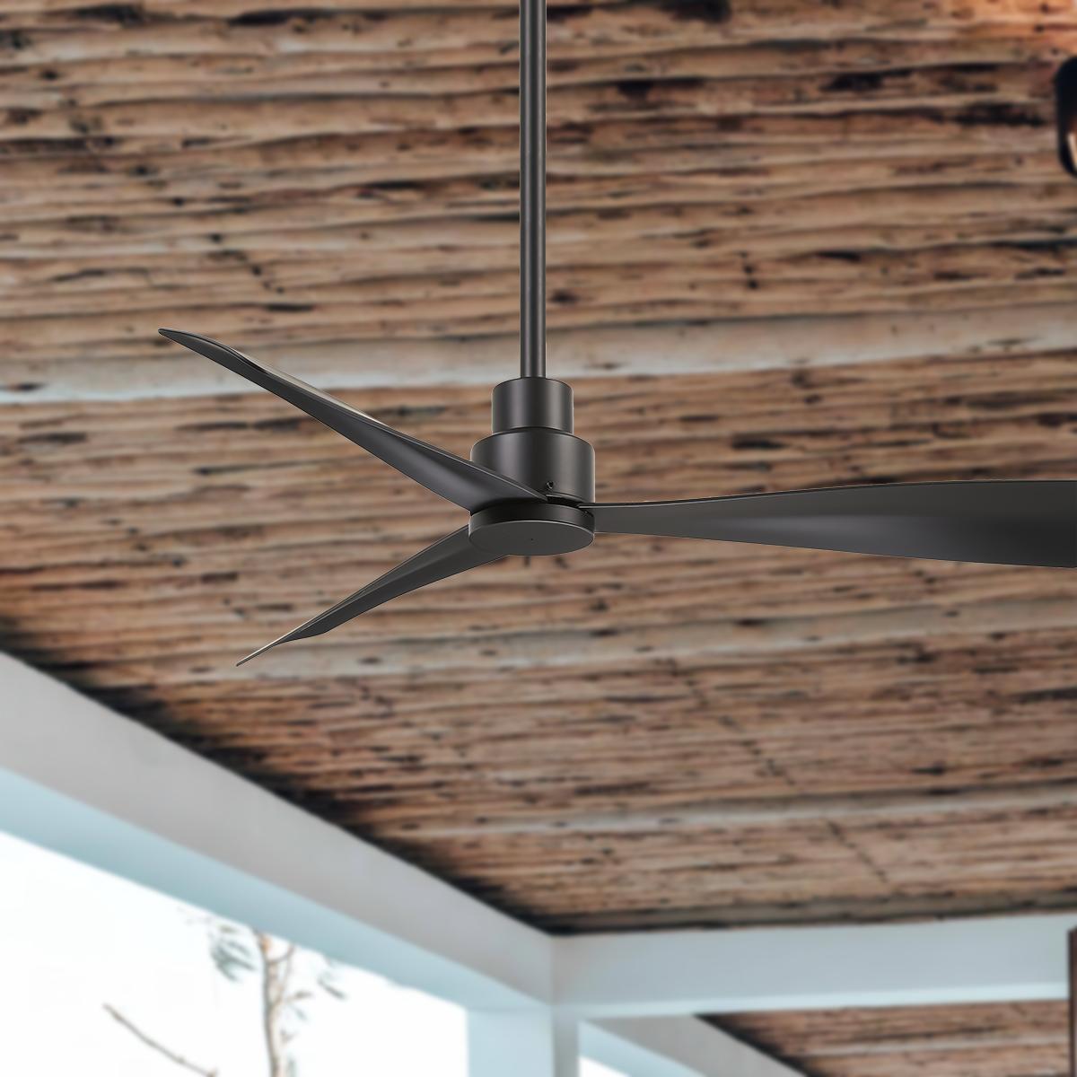 Simple 44" Black Coal Wet Rated Ceiling Fan with Remote - Bees Lighting