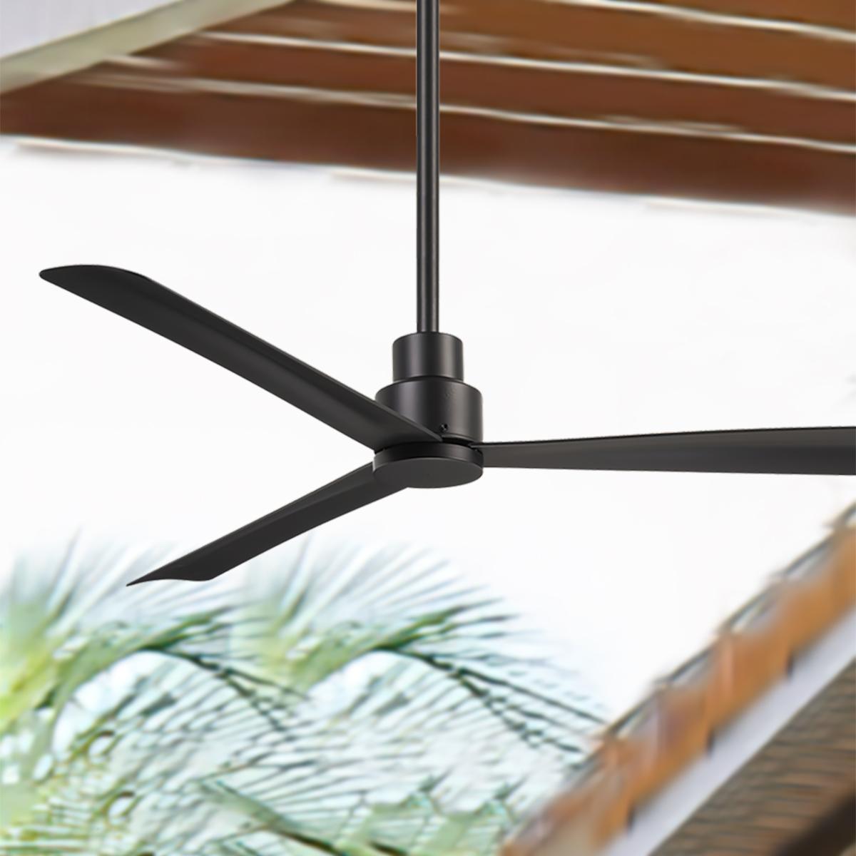 Simple 52" Black Coal Wet Rated Ceiling Fan with Remote - Bees Lighting