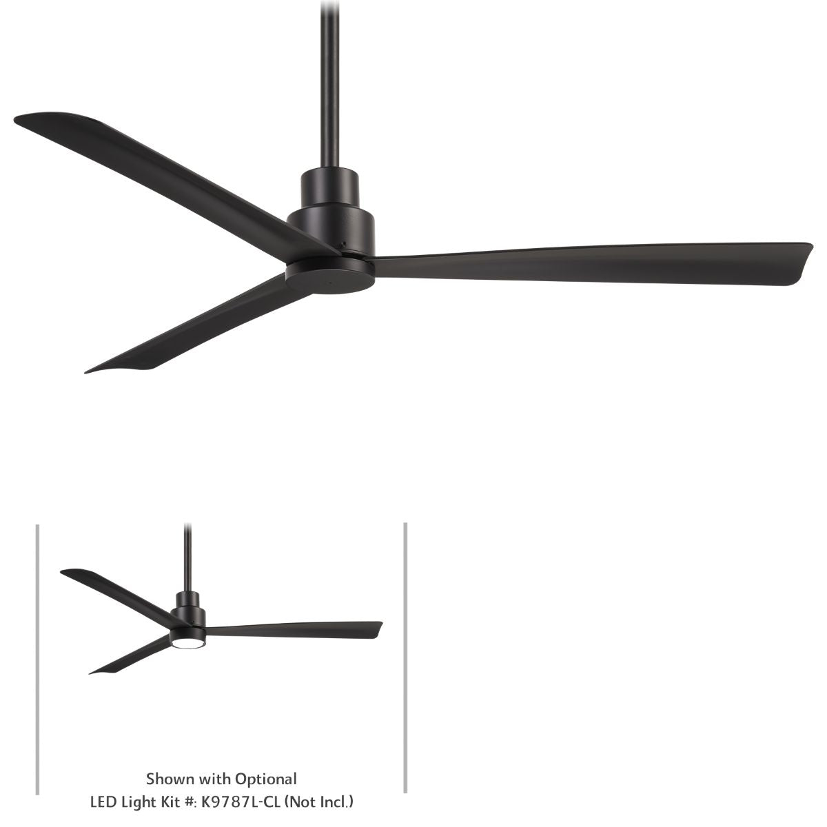 Simple 52" Black Coal Wet Rated Ceiling Fan with Remote - Bees Lighting