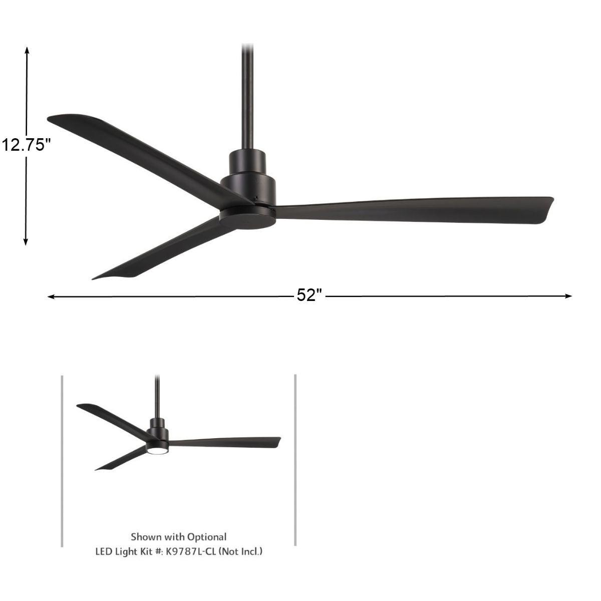 Simple 52" Coal Wet Rated Ceiling Fan with Remote - Bees Lighting