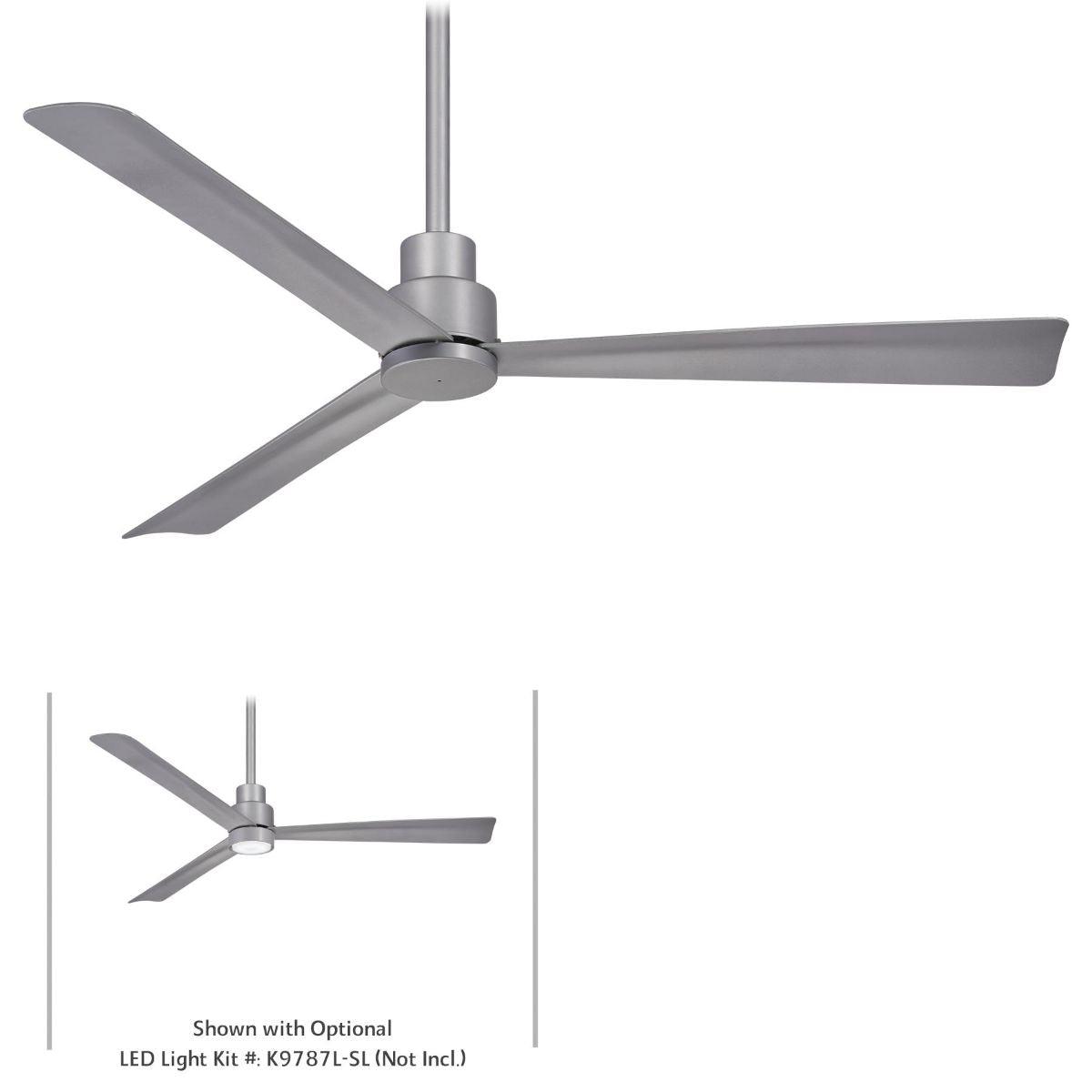 Simple 52" Silver Wet Rated Ceiling Fan with Remote - Bees Lighting