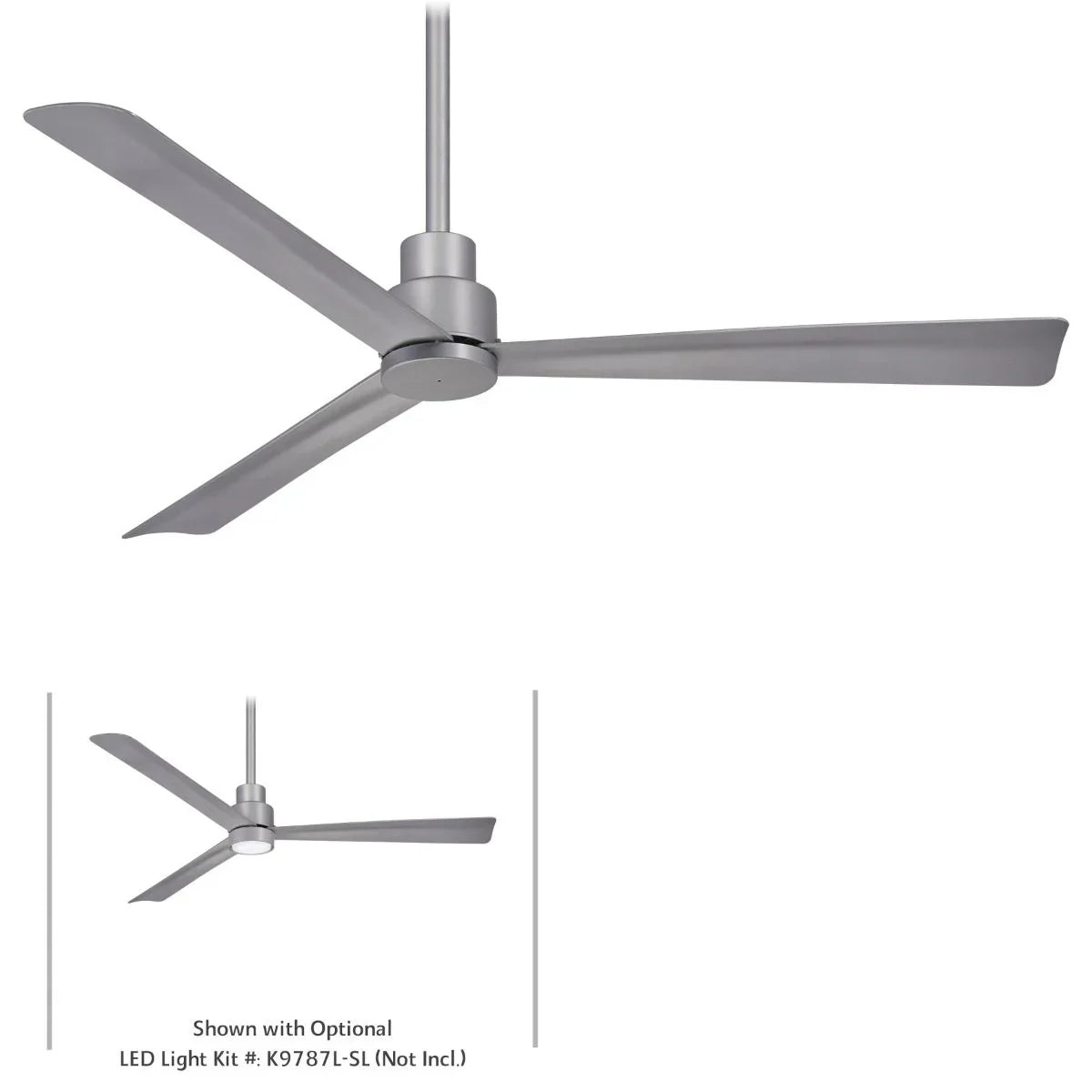Simple 52" Silver Wet Rated Ceiling Fan with Remote - Bees Lighting