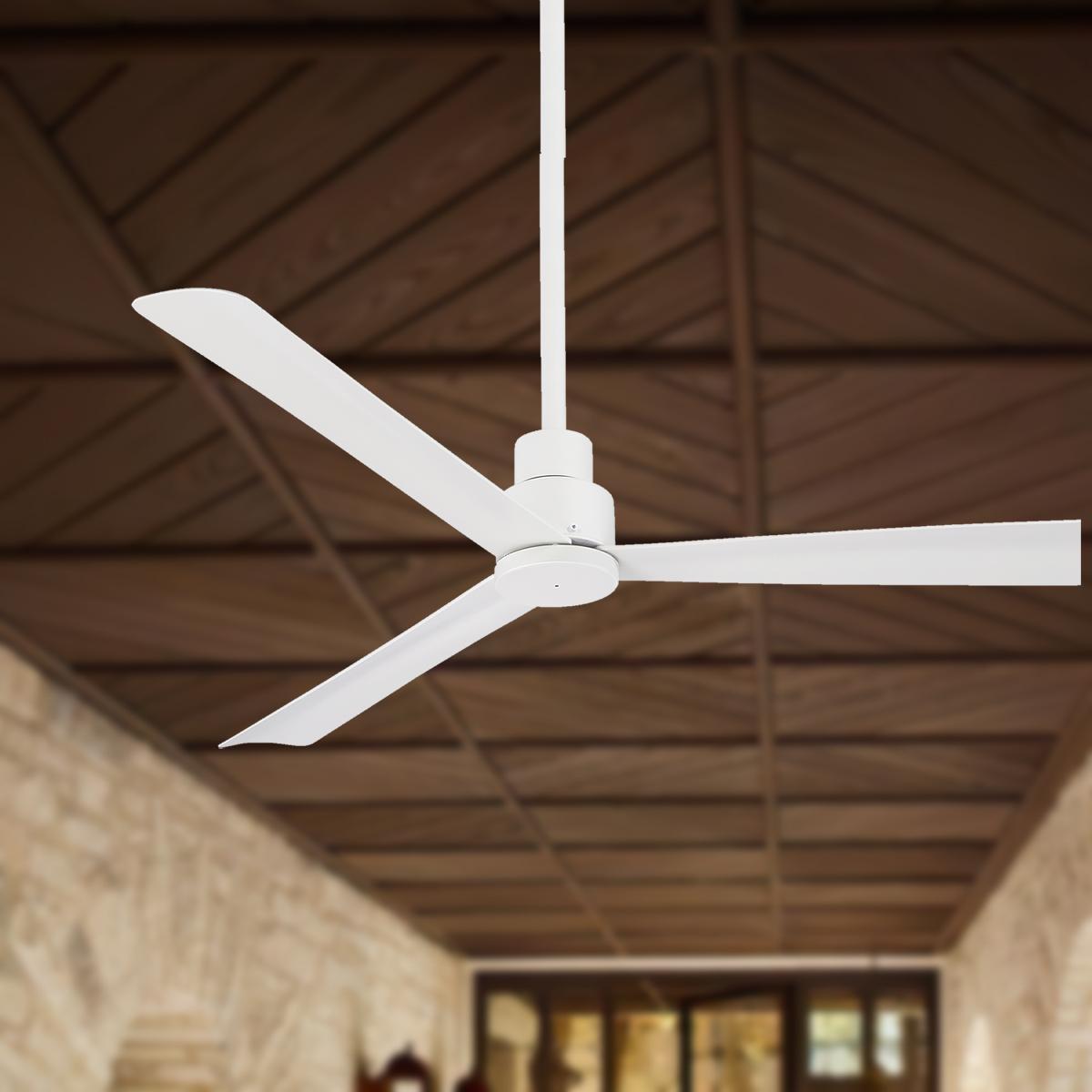Simple 52" White Wet Rated Ceiling Fan with Remote - Bees Lighting