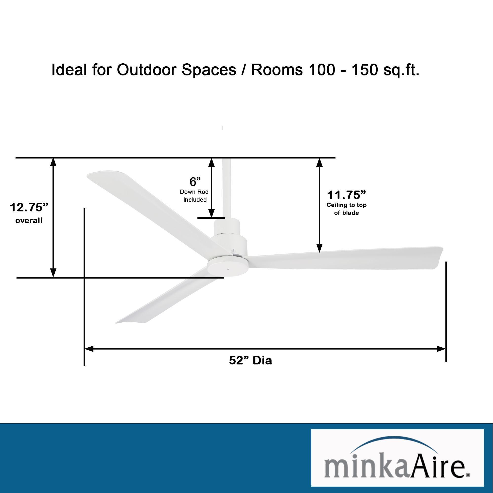 Simple 52" White Wet Rated Ceiling Fan with Remote - Bees Lighting
