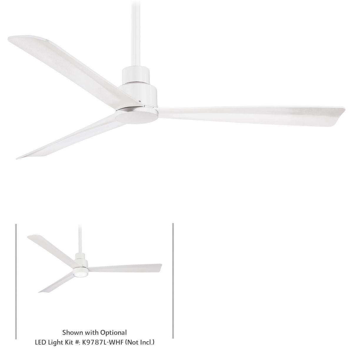 Simple 52" White Wet Rated Ceiling Fan with Remote - Bees Lighting