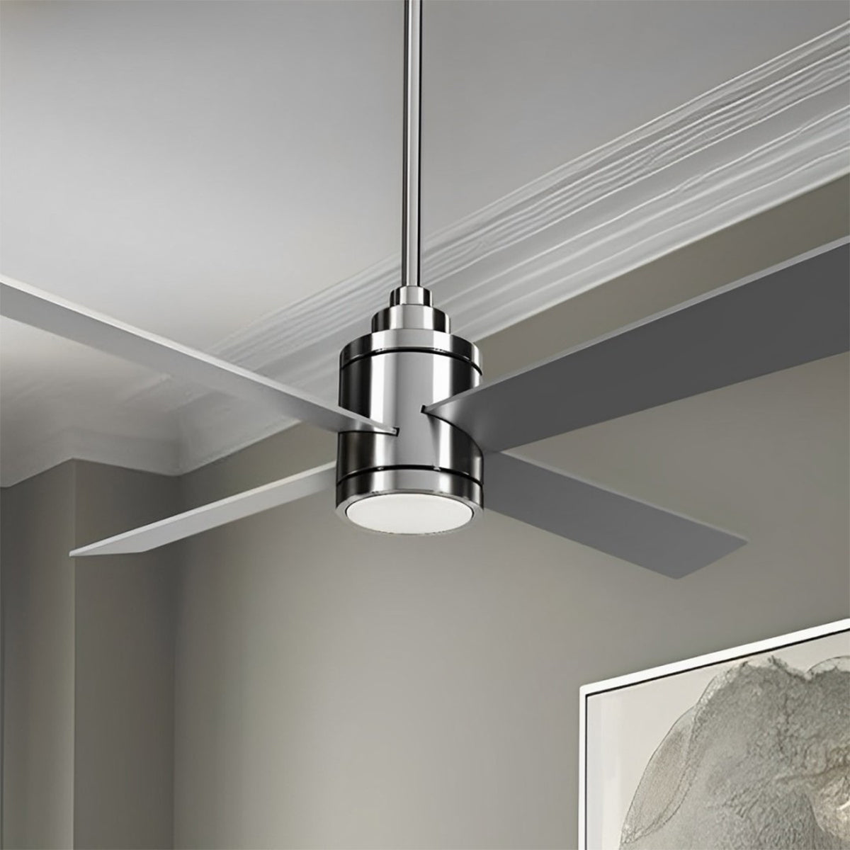 Falco 54" LED 4-Blades Ceiling Fan with Remote, Brushed Nickel - Bees Lighting