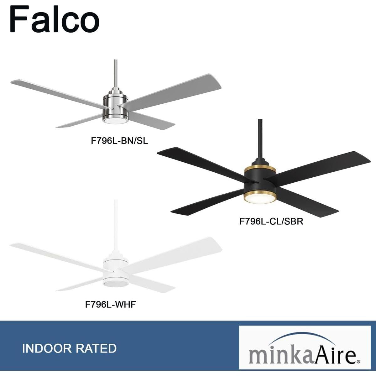 Falco 54" LED 4-Blades Ceiling Fan with Remote, Brushed Nickel - Bees Lighting