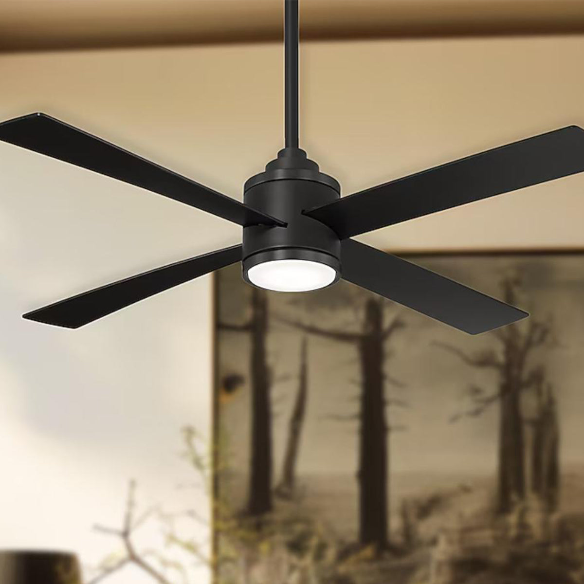 Falco 54" LED 4-Blades Ceiling Fan with Remote, Black Coal - Bees Lighting