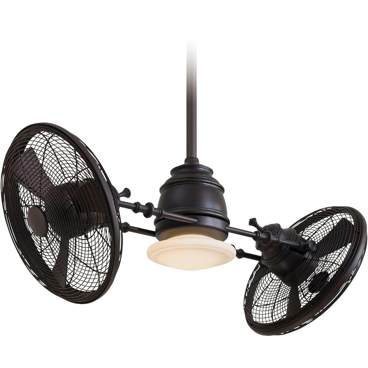 Vintage LED Gyro 42" Dual Ceiling Fan with Light and Wall Control, Kocoa - Bees Lighting