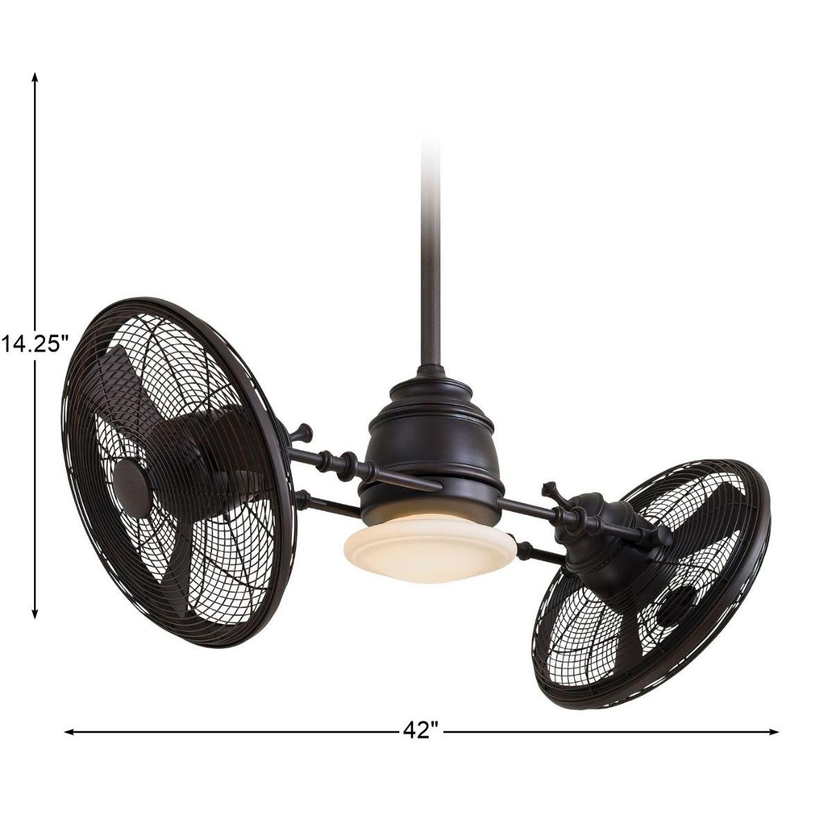Vintage LED Gyro 42" Dual Ceiling Fan with Light and Wall Control, Kocoa - Bees Lighting